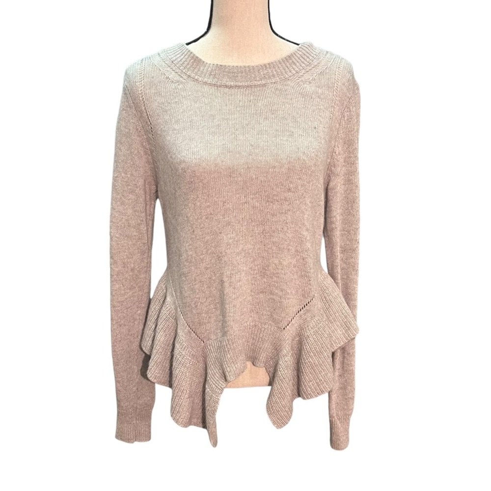 Silvia Novelli Italy cashmere wool tight knit ribbed asymmetrical hem sweater